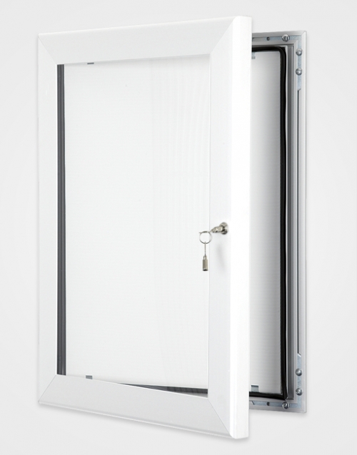 Lockable internal or external poster holder white