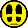 Impact_COVID 19   Floor Graphics_Circle_Keep A Safe Social Distance_Black & Yellow_300m Diam