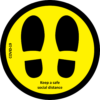 Impact_COVID 19   Floor Graphics_Circle_Keep A Safe Social Distance_Black & Yellow_450m Diam