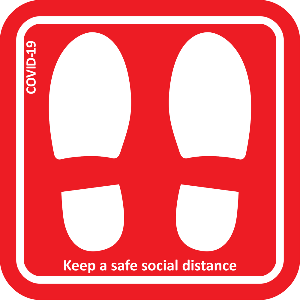 Impact_COVID 19   Floor Graphics_Square_Keep A Safe Social Distance_Red & White_300x300mm