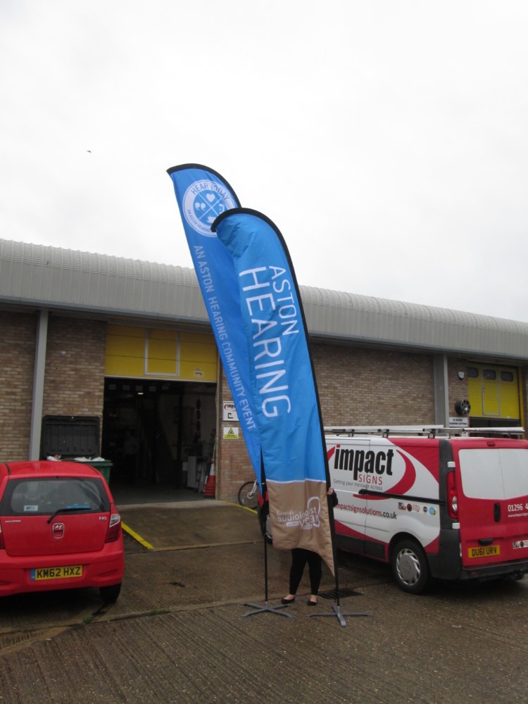 Branded Feather Flags With Water Filled Base External Outdoor Events Exhibitions Marketing Advertising - Impact Signs
