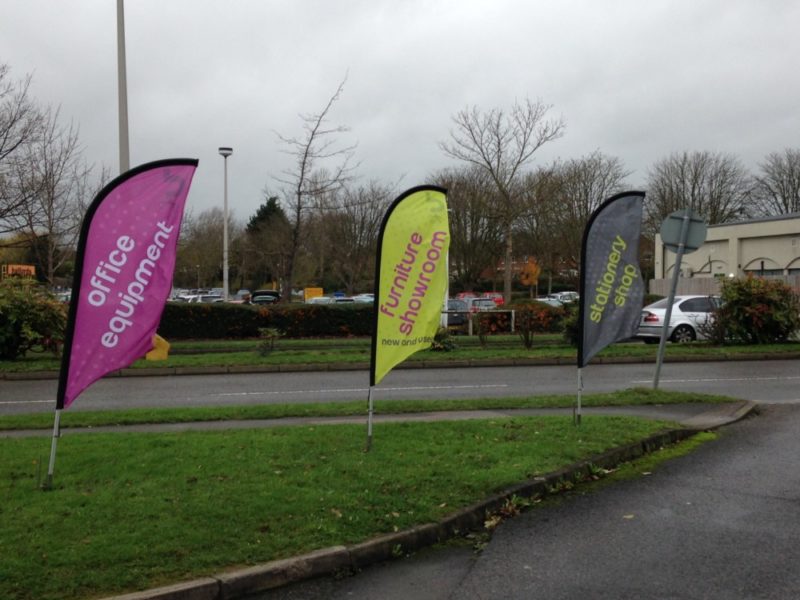 feather Flags Advertising Marketing Information External Outside Hardwearing Ground Spike Impact Signs