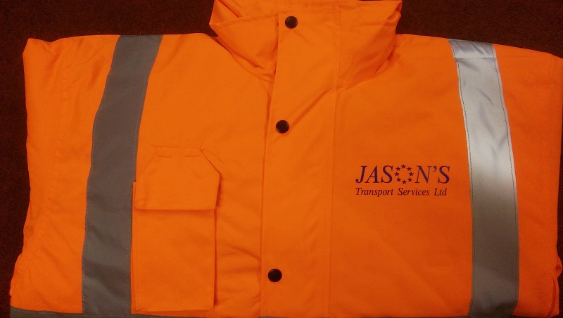 Printed Orange Hi  Viz Jacket Workwear Clothing Impact Signs