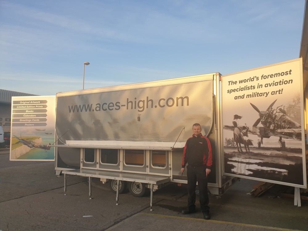 Aces High Military Art Vehicle for exhibitions featuring our fitter Mat