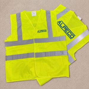 ALPECO Yellow Hi Viz Waistcoat PRINTED Branded Logo Impact Signs Aylesbury